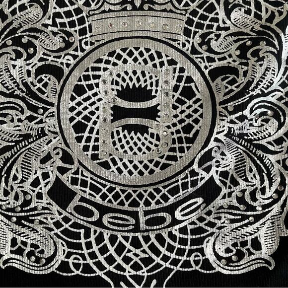 NEW Bebe Y2K Ribbed Bling Rhinestone Graphic Scoop Neck Tank Top S NWOT - Picture 6 of 12